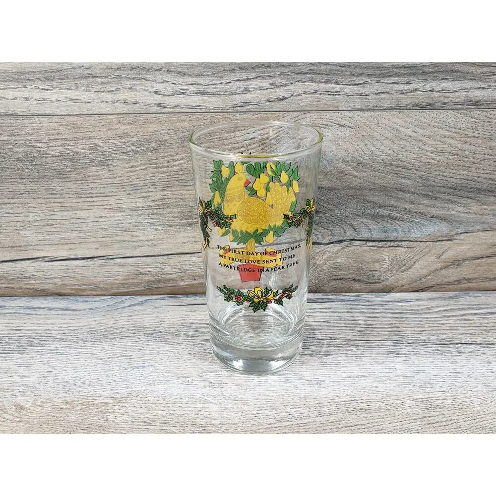 Indiana Glass Vintage 12 Days of Christmas Beverage Glass Day 1